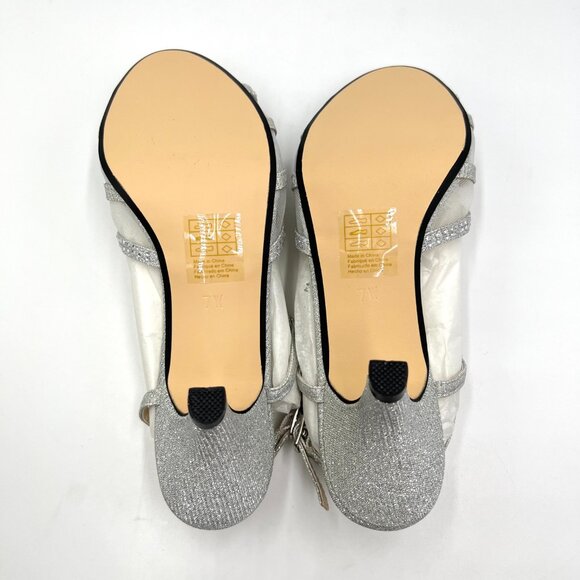 7W 7 WIDE WIDTH Touch Ups Womens Clara Silver‎ Kitten Heels Dress Sandals Shoes - Picture 8 of 15